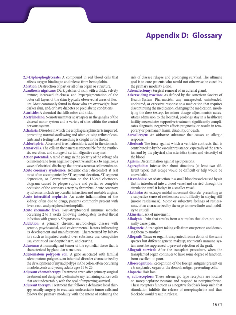 Appendix D Glossary (1) | PDF | Diabetes | Myocardial Infarction