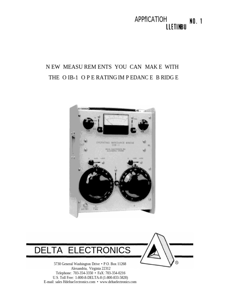 Delta OIB-1 Impedance Bridge Overview | PDF | Detector (Radio ...