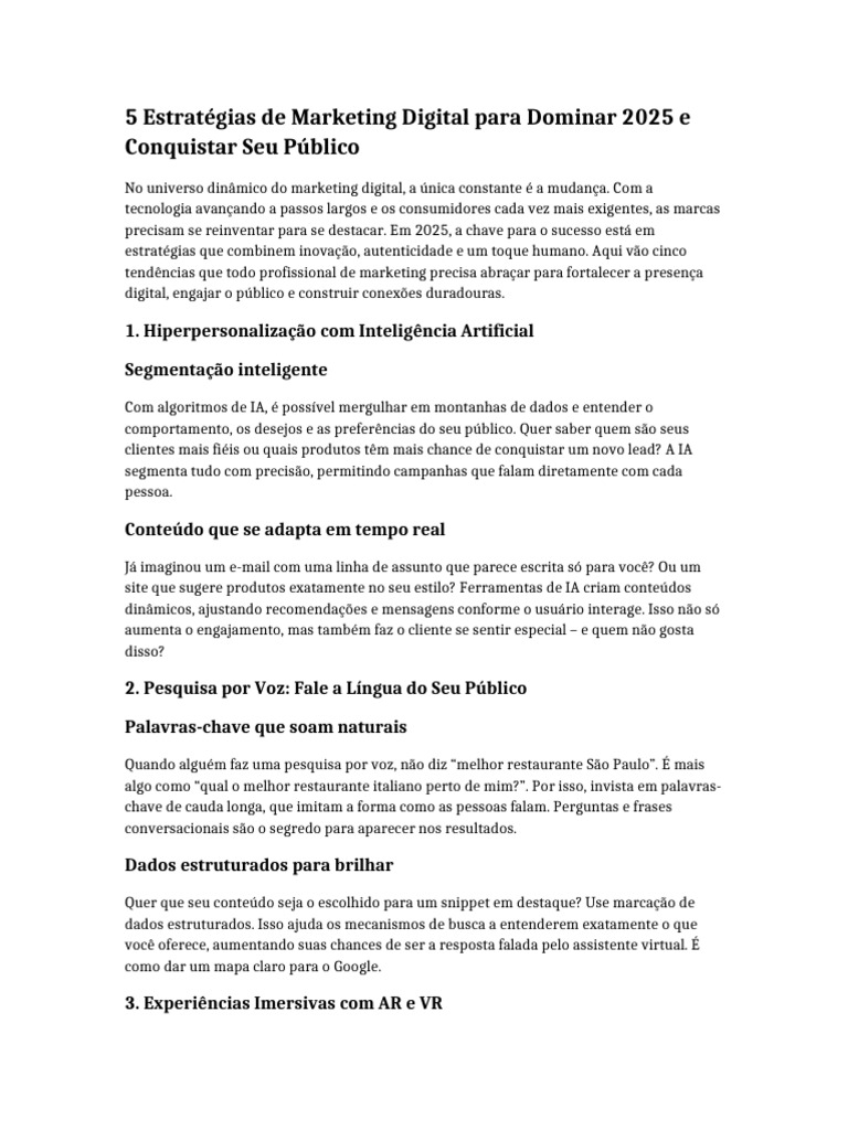 5 Estratégias de Marketing Digital 2025 | PDF | Marketing ...