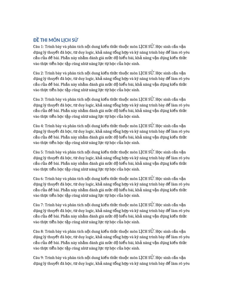 De Thi Lich Su | PDF