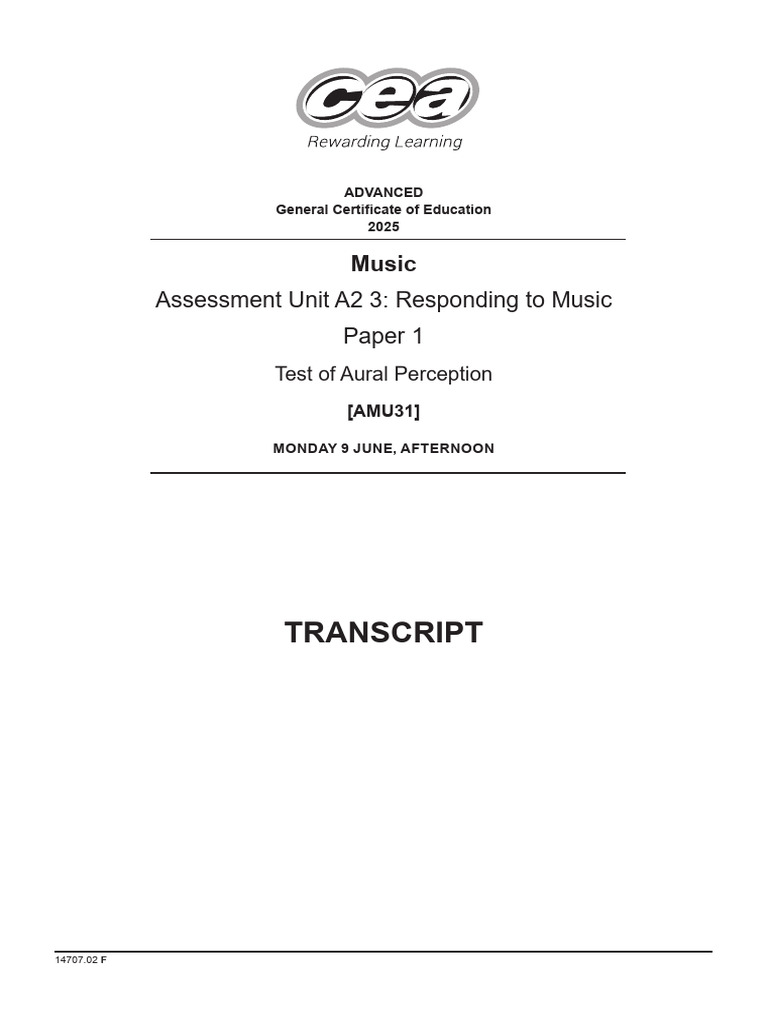 GCE-Music-566-Summer2025-A2 3, Responding to Music Paper 1 Test of ...