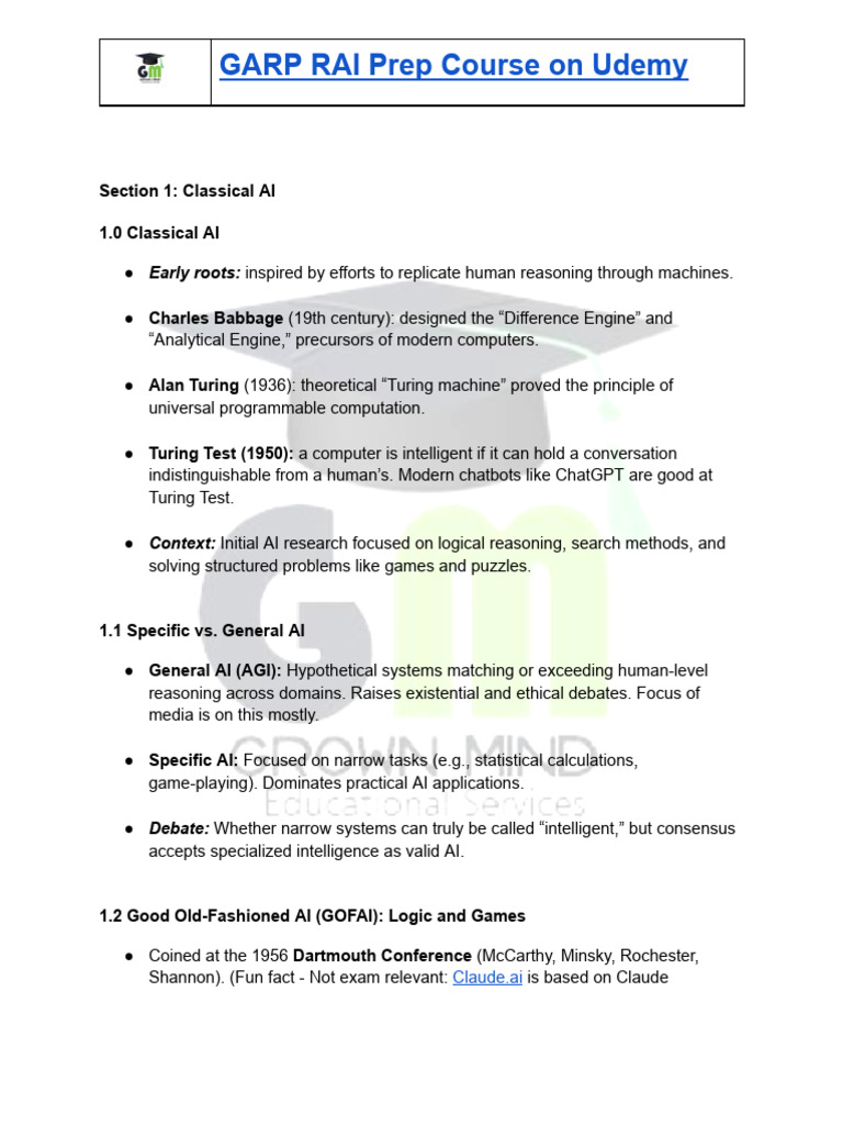 GARP RAI Prep Course: AI Fundamentals | PDF | Machine Learning ...