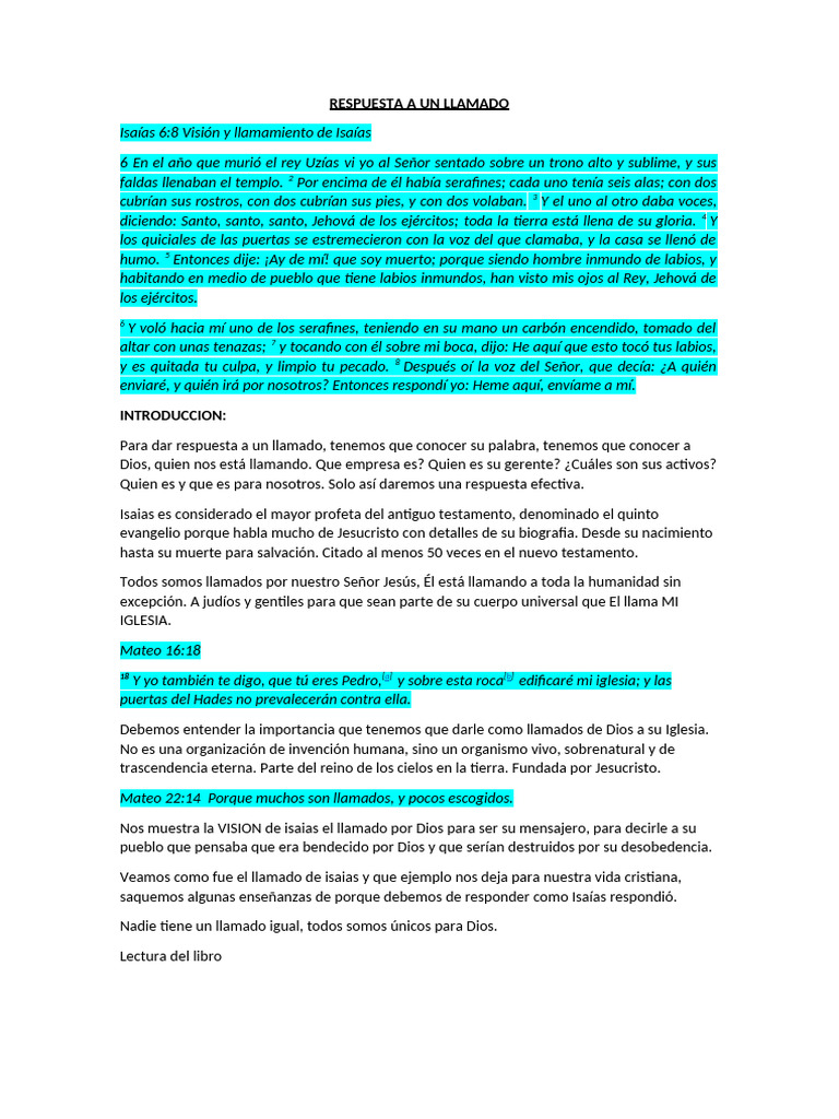 Respuesta al Llamado de Dios en Isaías | PDF | Cristo (título) | Pecado