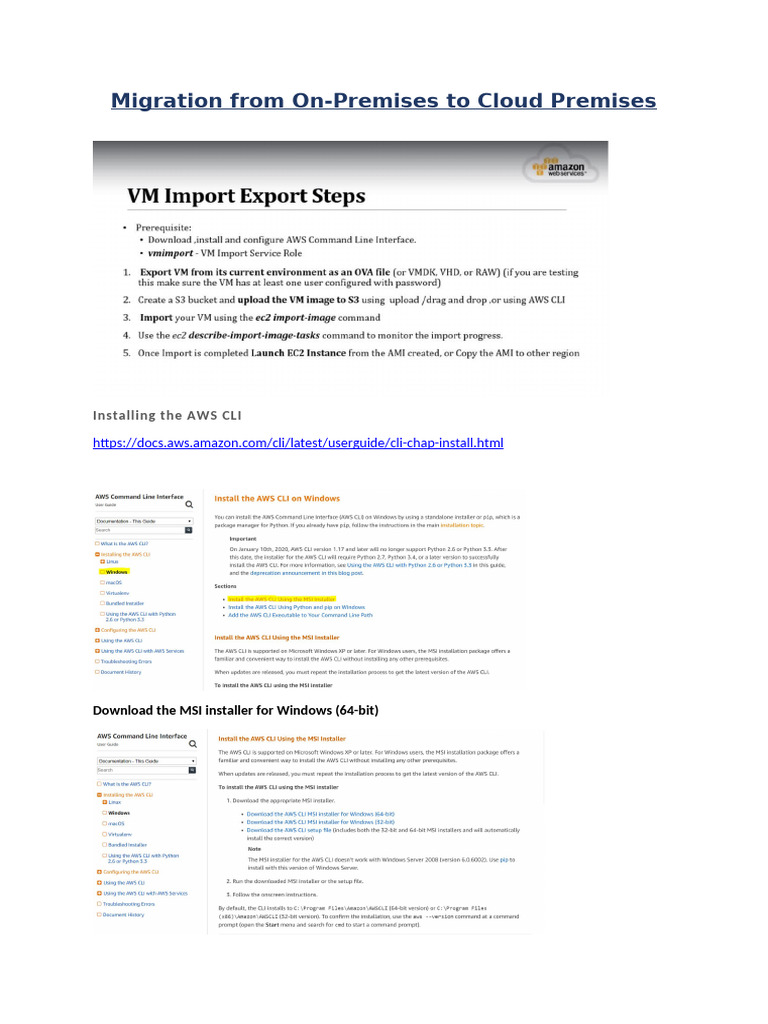AWS CLI Setup for VM Migration | PDF