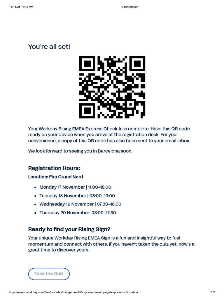Workday Rising EMEA Check-In Details | PDF