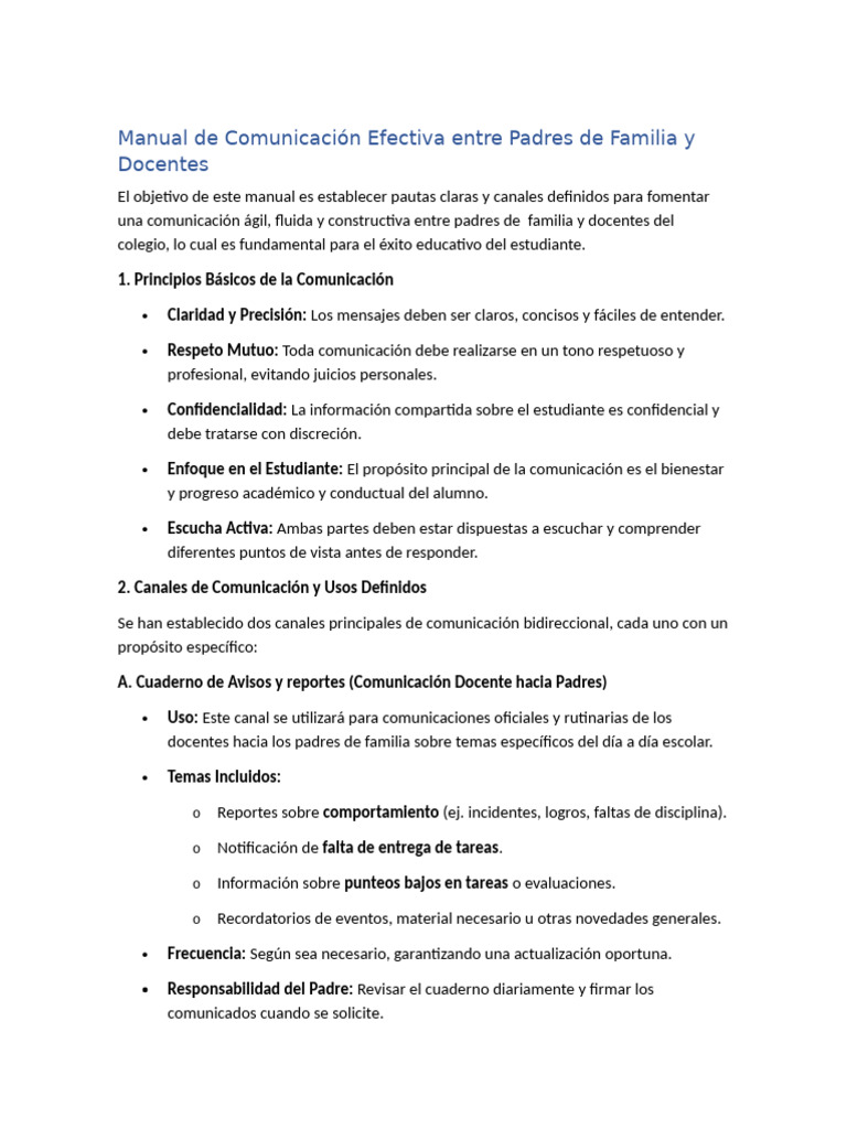 Comunicación Efectiva entre Padres y Docentes | PDF | Comunicación ...