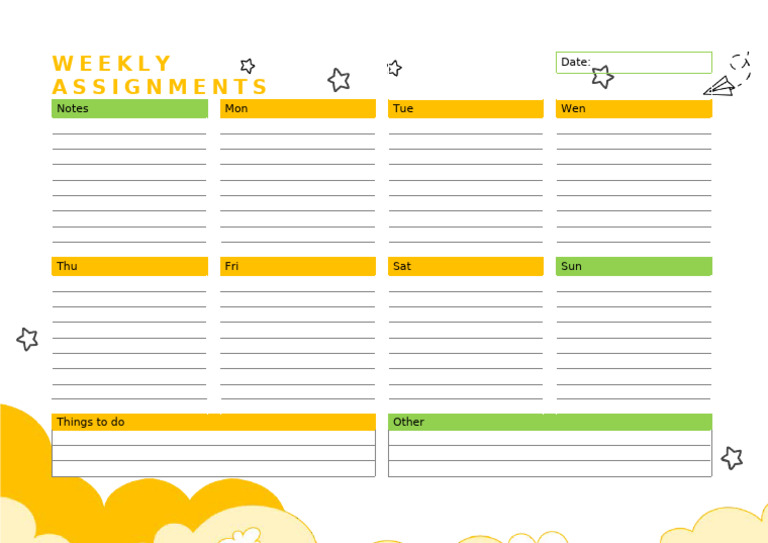 Weekly Assignments Template b6d7a7cddb | PDF
