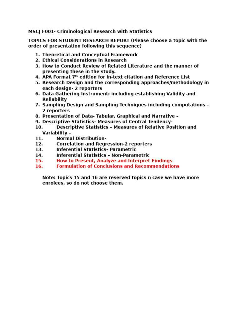 Criminological Research Topics Guide | PDF