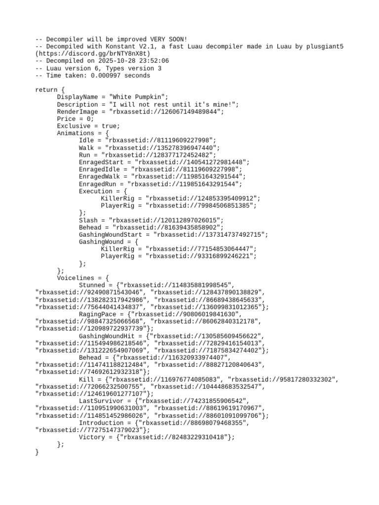 Luau Decompiled Character Assets | PDF