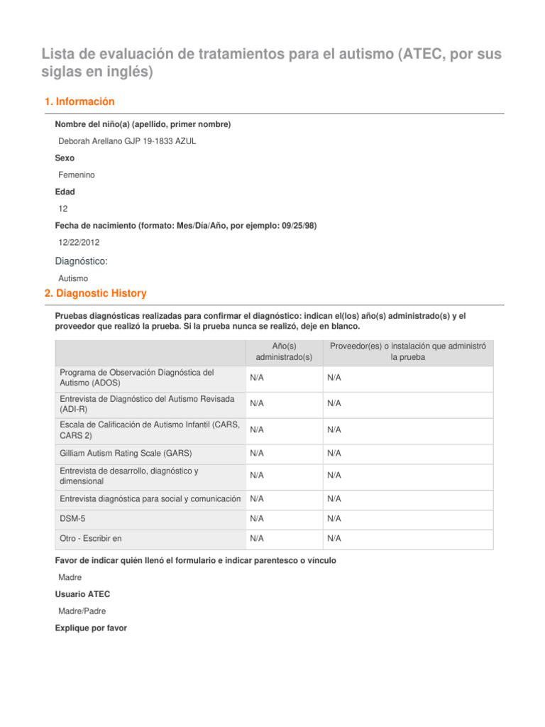 Autism Treatment Evaluation Checklist Current | PDF | Ciencias del ...