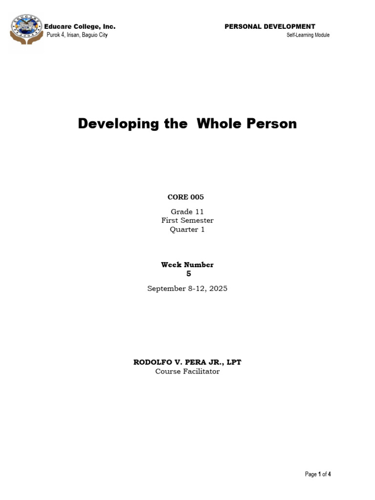 Holistic Personal Development Guide | PDF | Feeling | Self Esteem