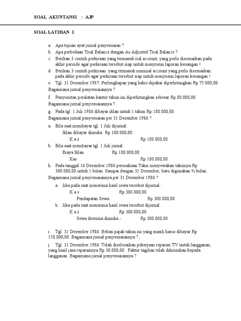 13+ Contoh Soal Akuntansi Ajp - Kumpulan Contoh Soal