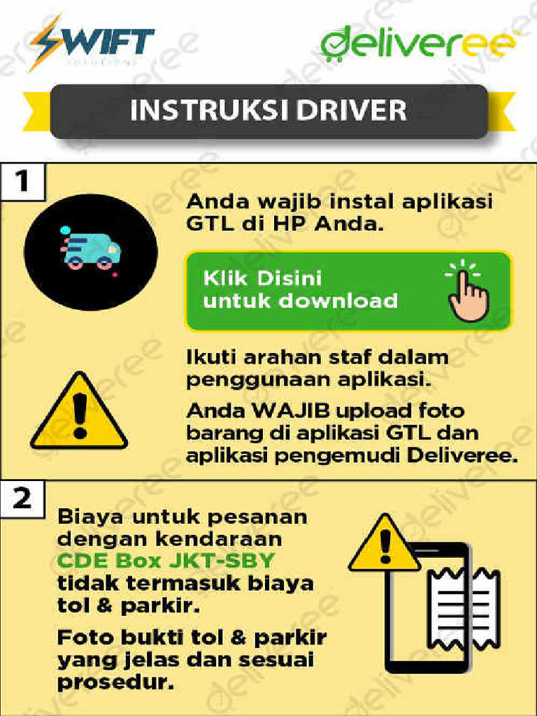 Driver Instruction - Pt. Swift Shipment Solutions Compressed | PDF