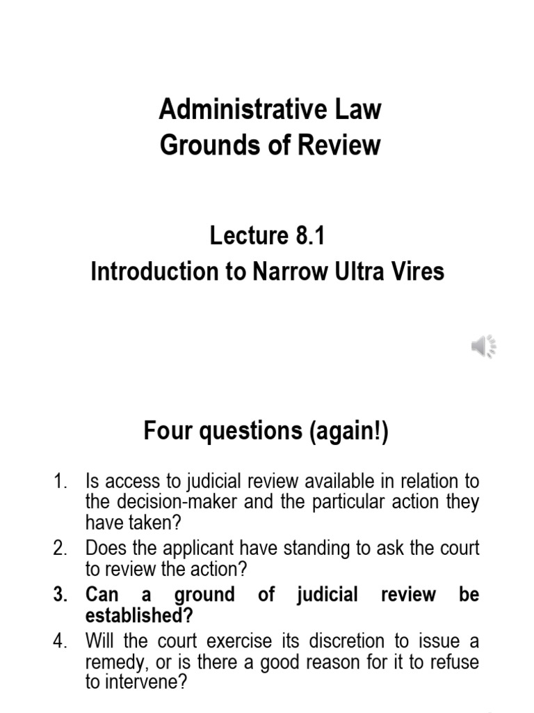 Admin Law Lecture 8.1 - Introduction To Narrow Ultra Vires | PDF