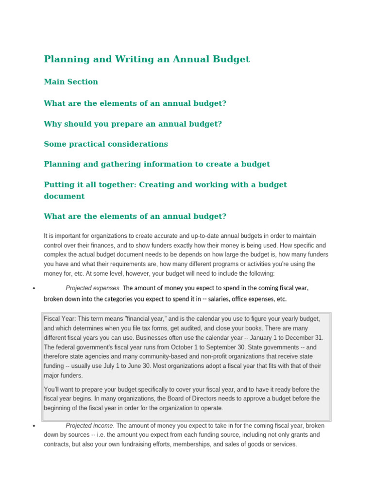 Annual Budget Planning Guide | PDF
