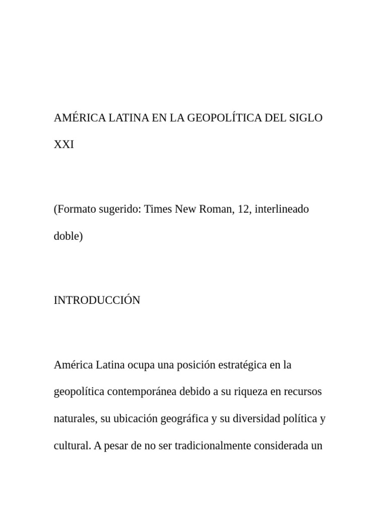 América Latina en la Geopolítica Actual | PDF | America latina ...