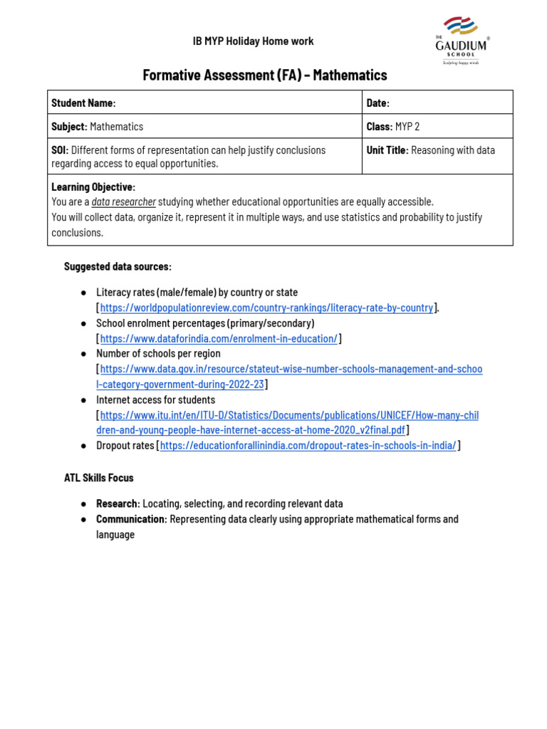 MYP Math Data Representation Project | PDF | Mean | Mode (Statistics)