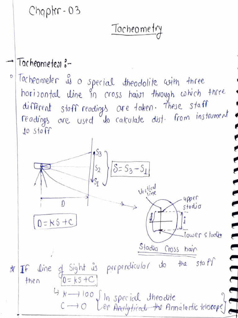 Tacheometry Calculations and Theory | PDF