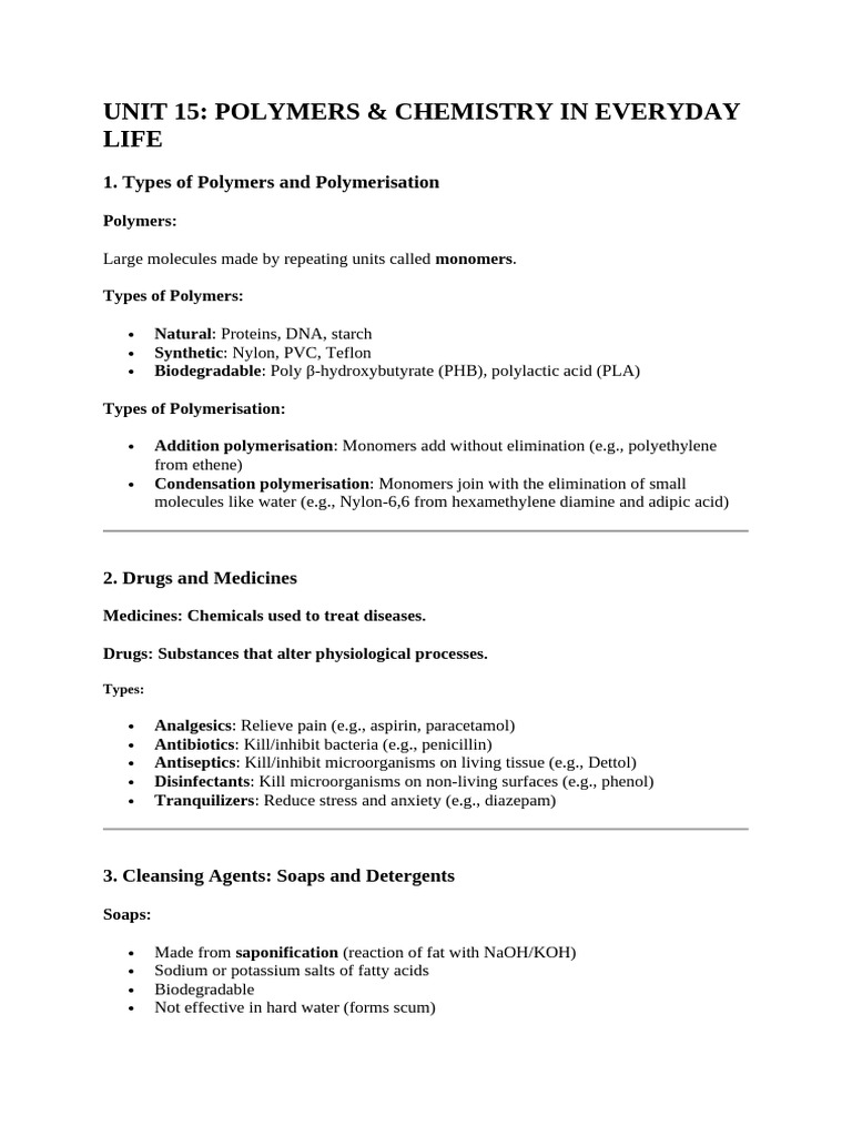 Polymers and Chemistry in Daily Life | PDF | Polymers | Enzyme