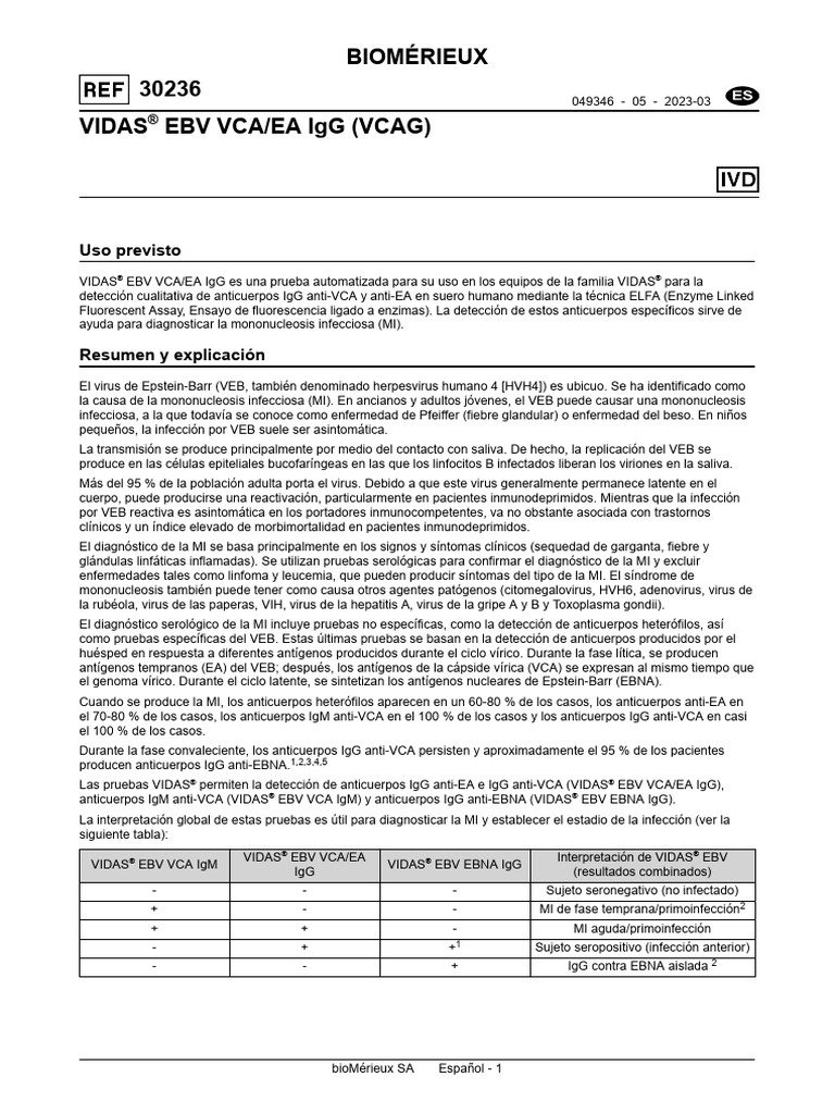 Prueba VIDAS® EBV VCA/EA IgG para MI | PDF | Virus | Inmunología