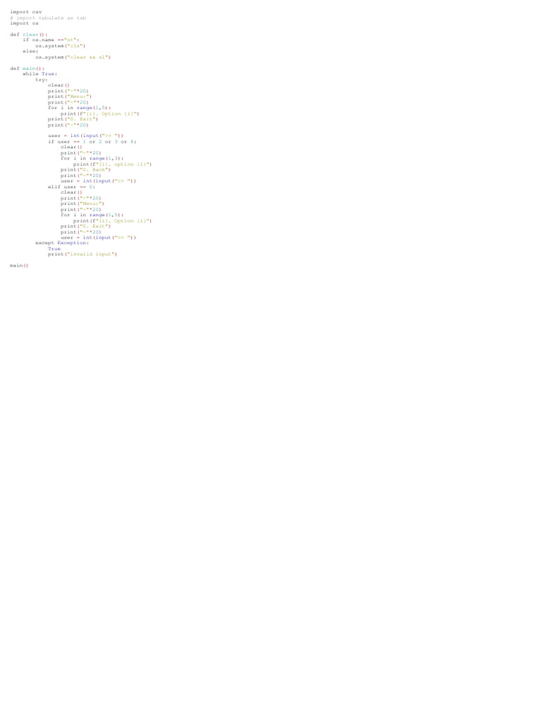Python Menu Navigation Script | PDF