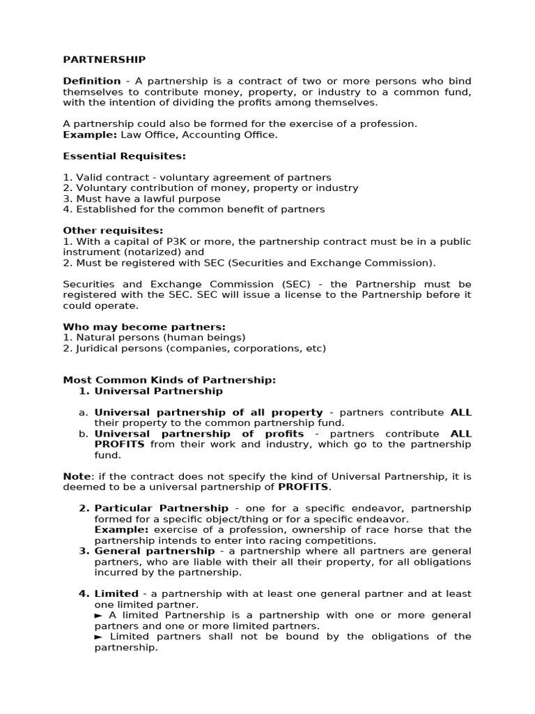 Understanding Partnership Types and Rules | PDF | Partnership | Limited ...
