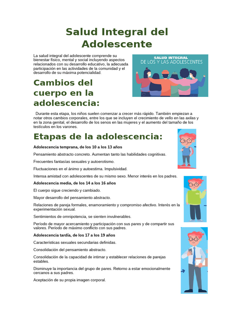 Salud Integral en la Adolescencia | PDF | Adolescencia | Ciencias del ...