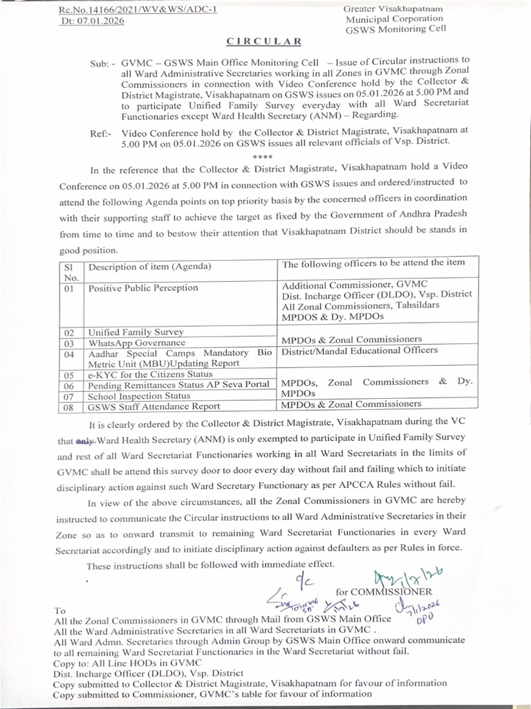 Circular Instructions To Ward Administration Secretaries | PDF
