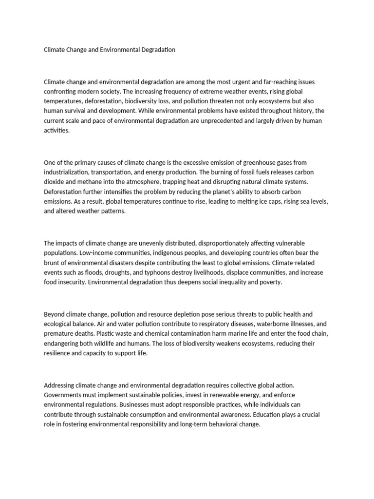 Climate Change: Urgent Global Action Needed | PDF | Climate Change ...