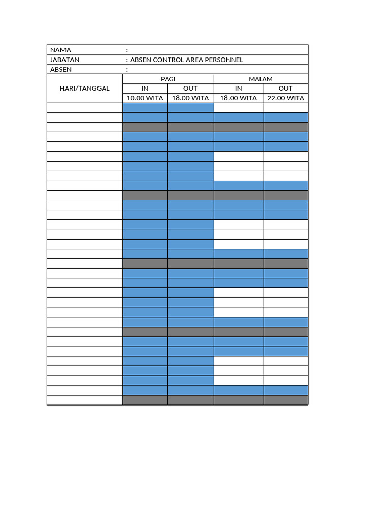 Absen Control Area Personnel Log | PDF