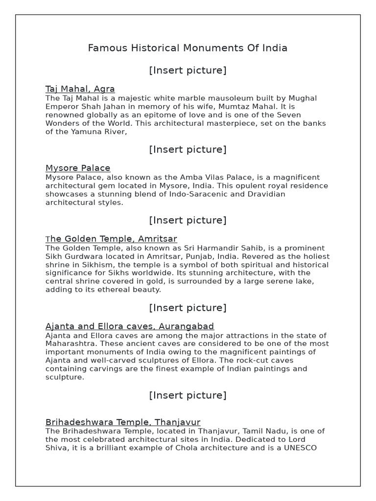 Iconic Historical Monuments of India | PDF