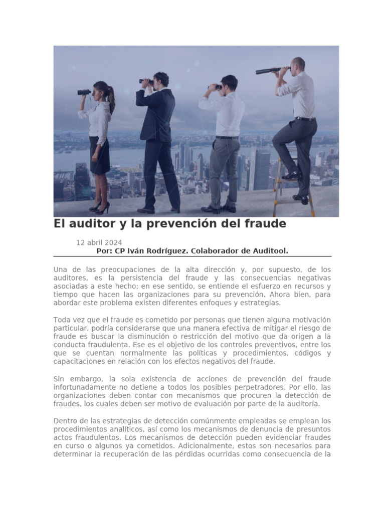 El Auditor y La Prevención Del Fraude | PDF | Fraude | Auditoría
