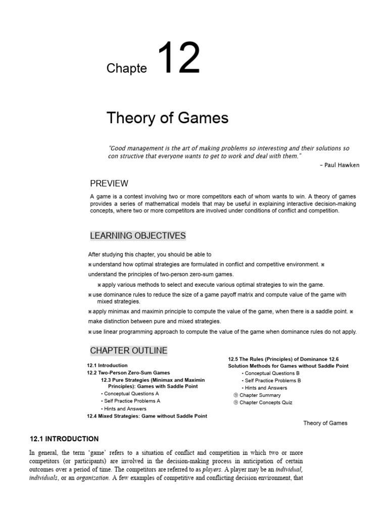 Game Theory: Strategies & Concepts | PDF | Game Theory | Economics Of ...