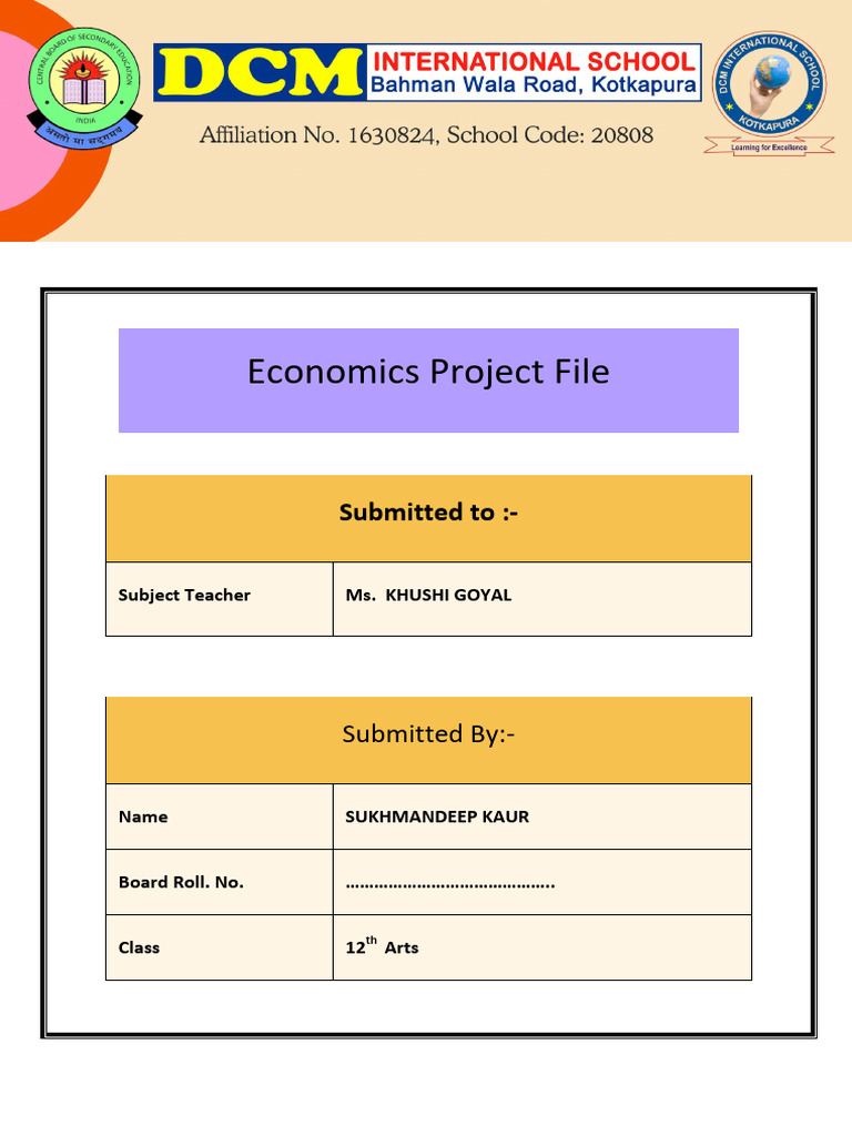 Economics Project Submissions 12th Grade | PDF