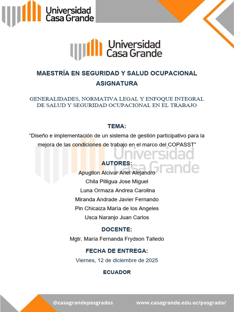 Sistema de Gestión en Salud Ocupacional | PDF | Seguridad y salud ...