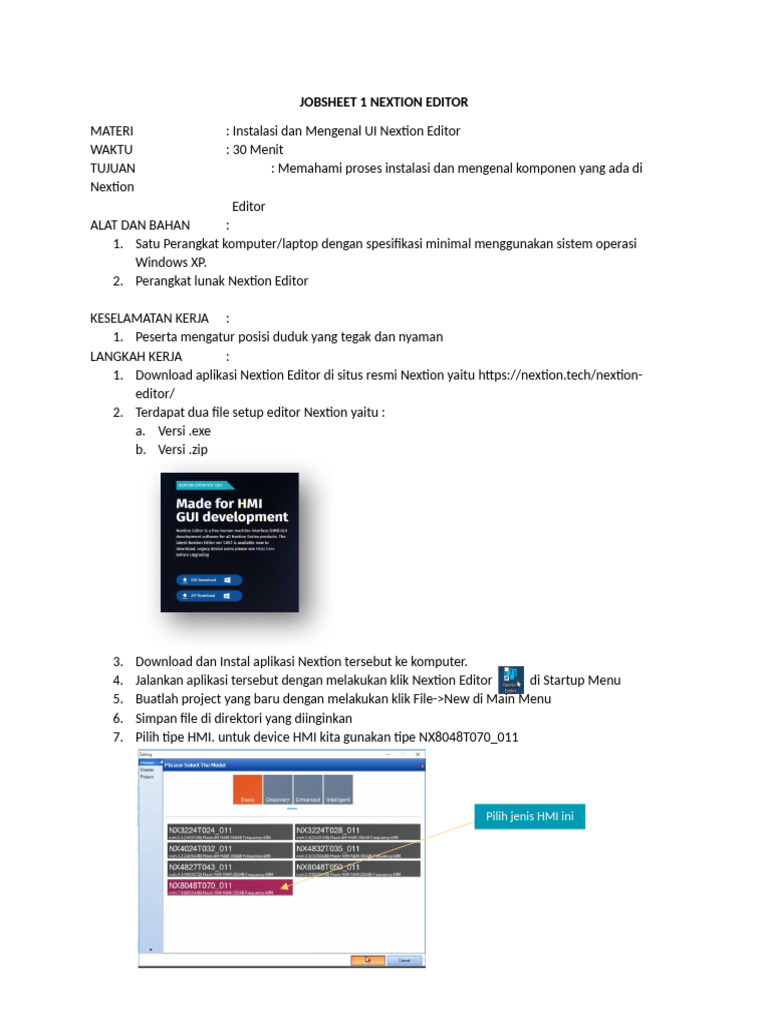 Jobsheet 1 - Instalasi Dan Mengenal UI Nextion Editor | PDF