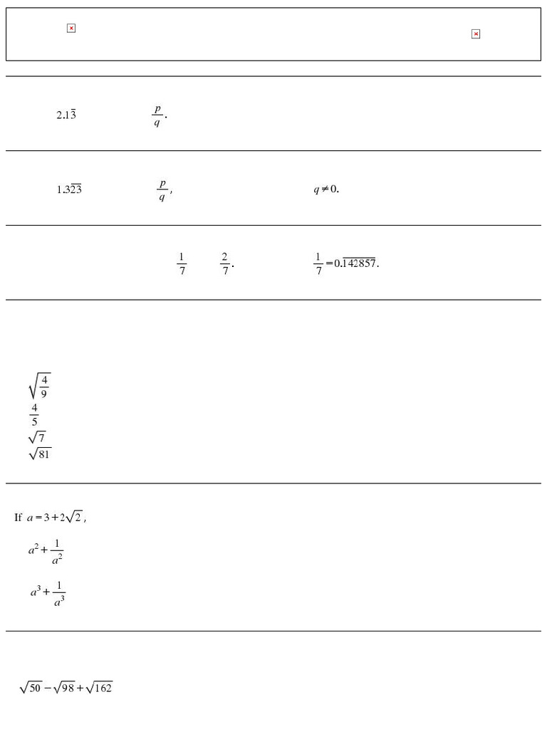 Class 9 Real Numbers Exercises | PDF
