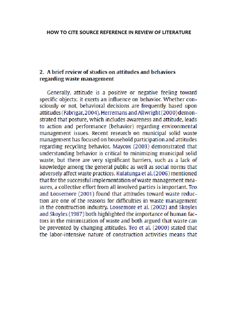 4.0 How To Cite Reference in Review of Literature | PDF