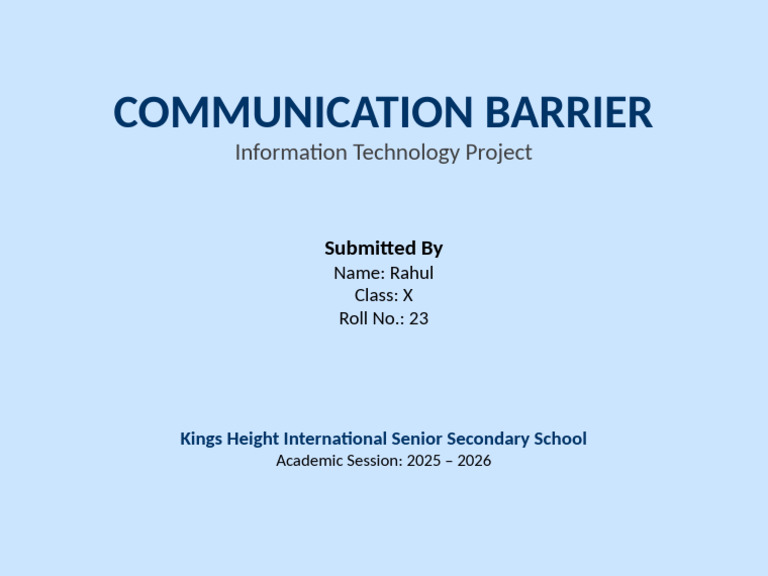 Communication Barrier Front Page | PDF