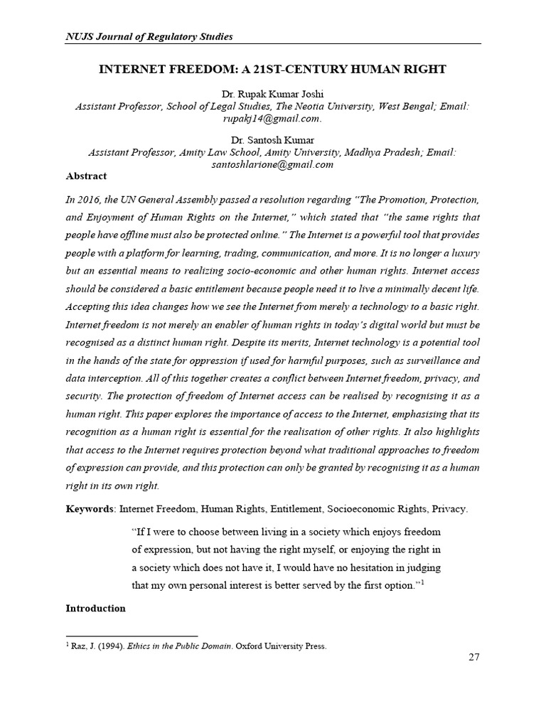 Internet Freedom as a Human Right | PDF | Human Rights | Freedom Of Speech