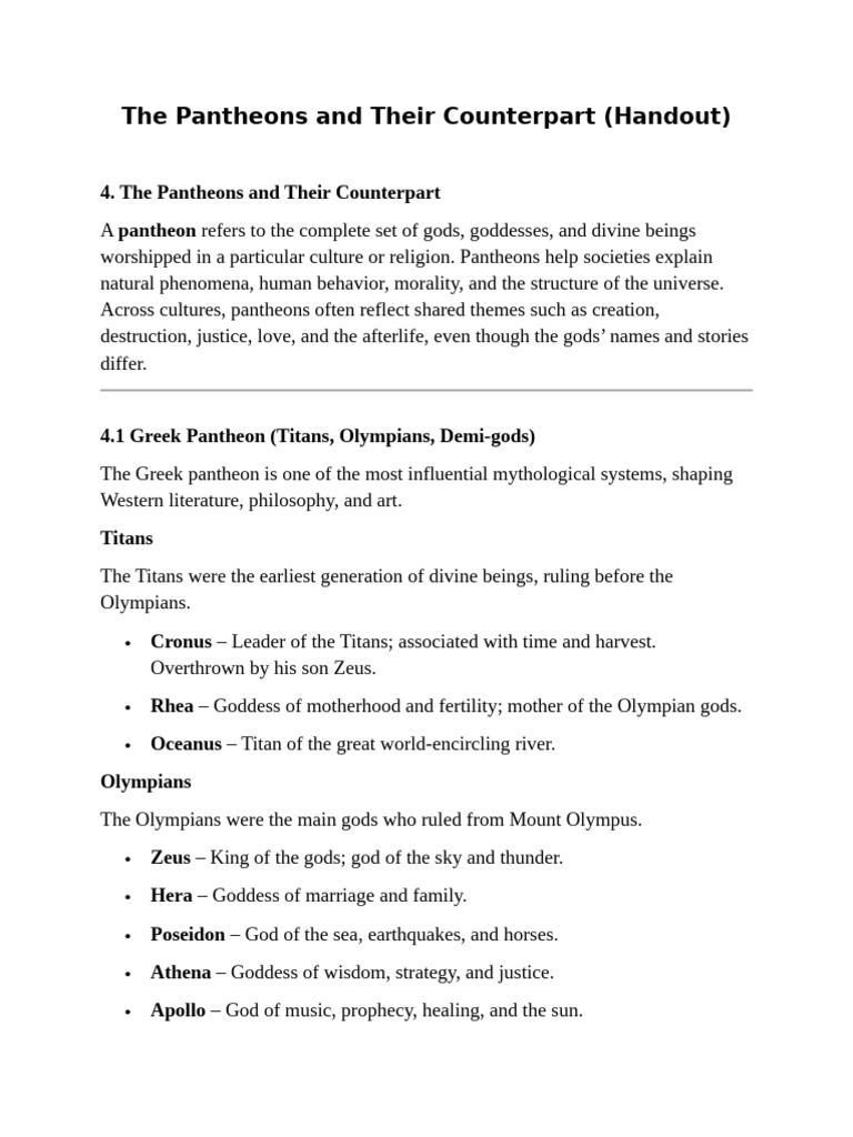 Overview of Global Pantheons and Deities | PDF | Twelve Olympians ...