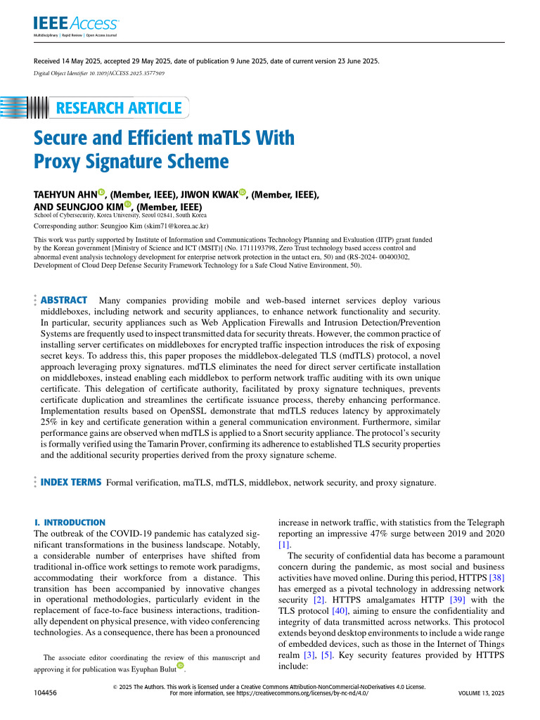 Secure and Efficient MaTLS With Proxy Signature Scheme | PDF ...