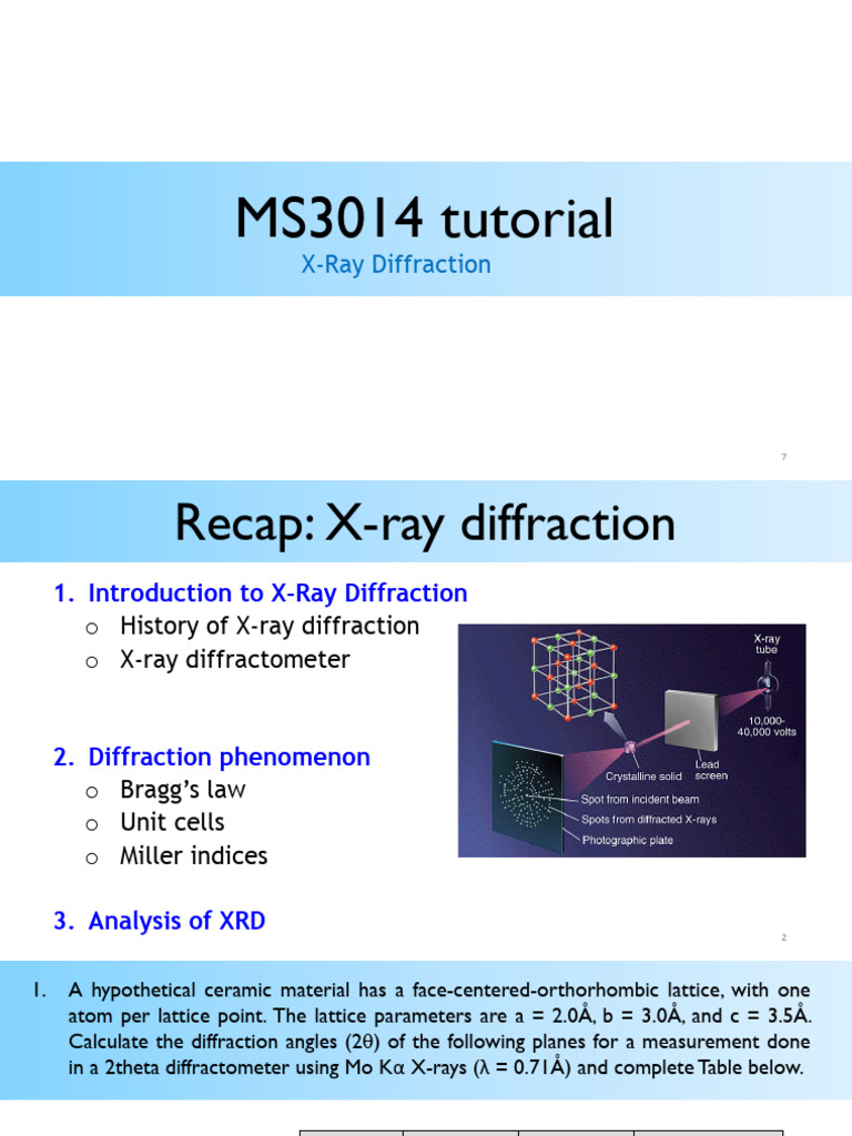X-Ray Diffraction Analysis Tutorial | PDF | X Ray Crystallography ...
