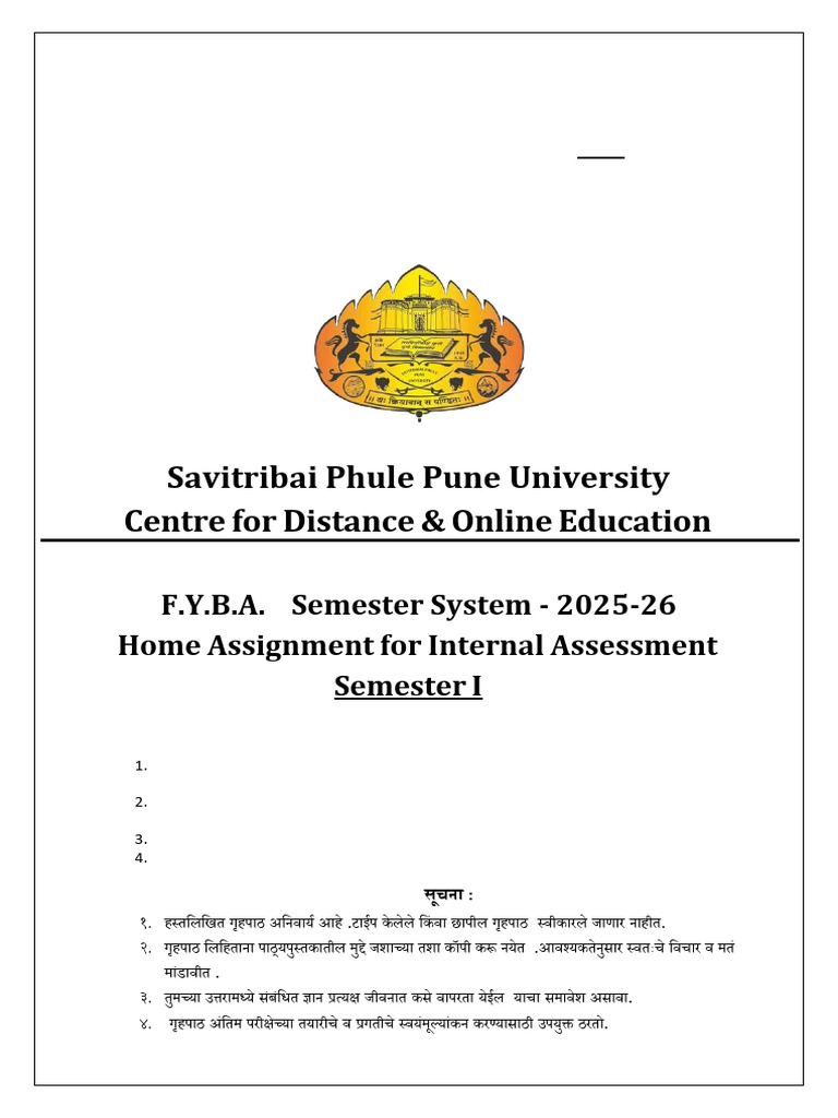 Assignment Sem-I F.Y.B.a. 2025 - 26 | PDF