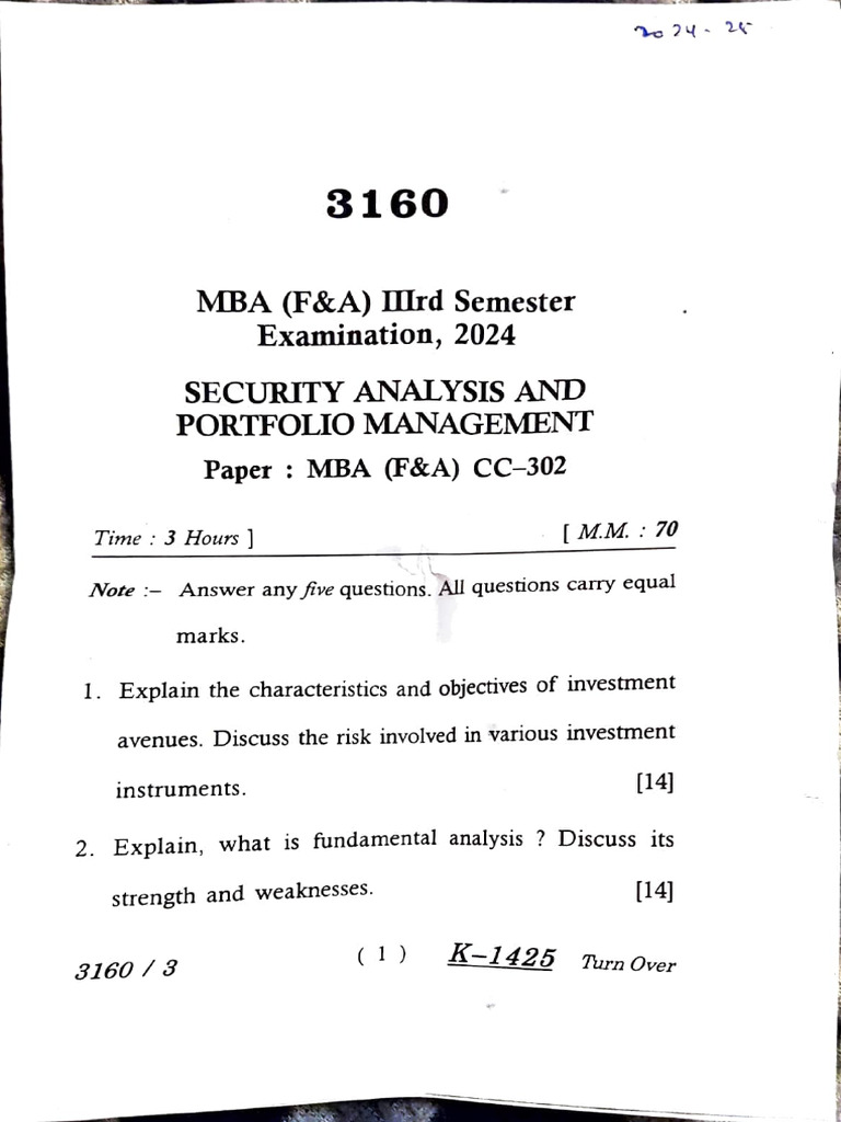 3 Sem Papers | PDF | Balance Sheet | Working Capital