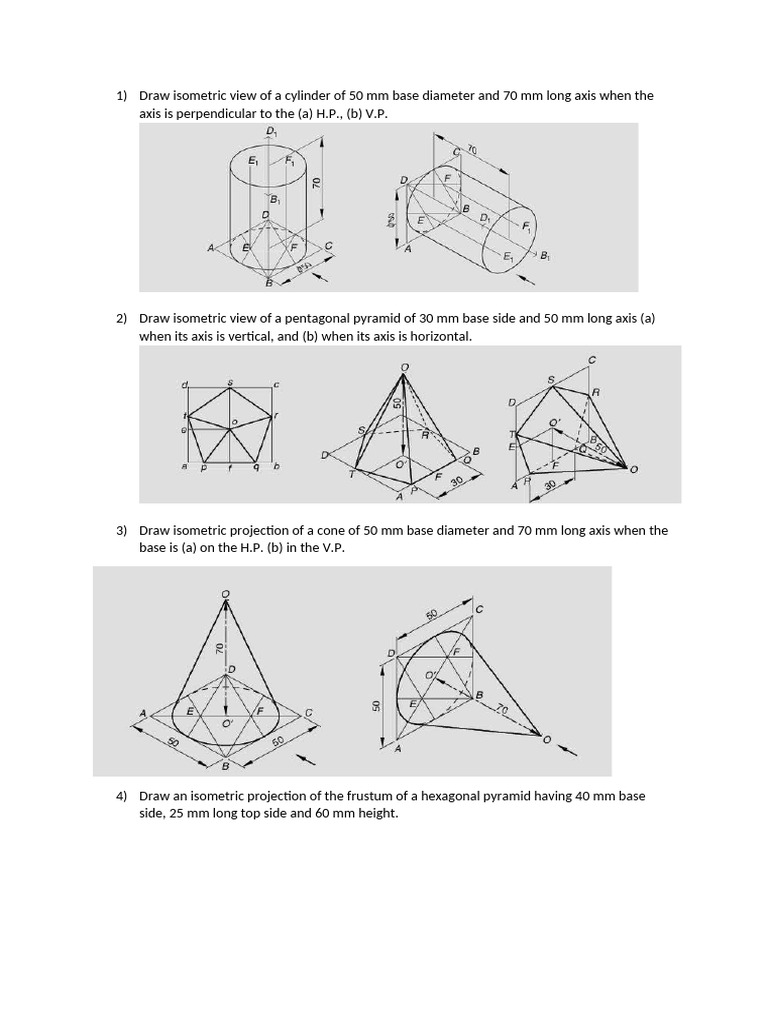 Isometric Projections of Geometric Shapes | PDF