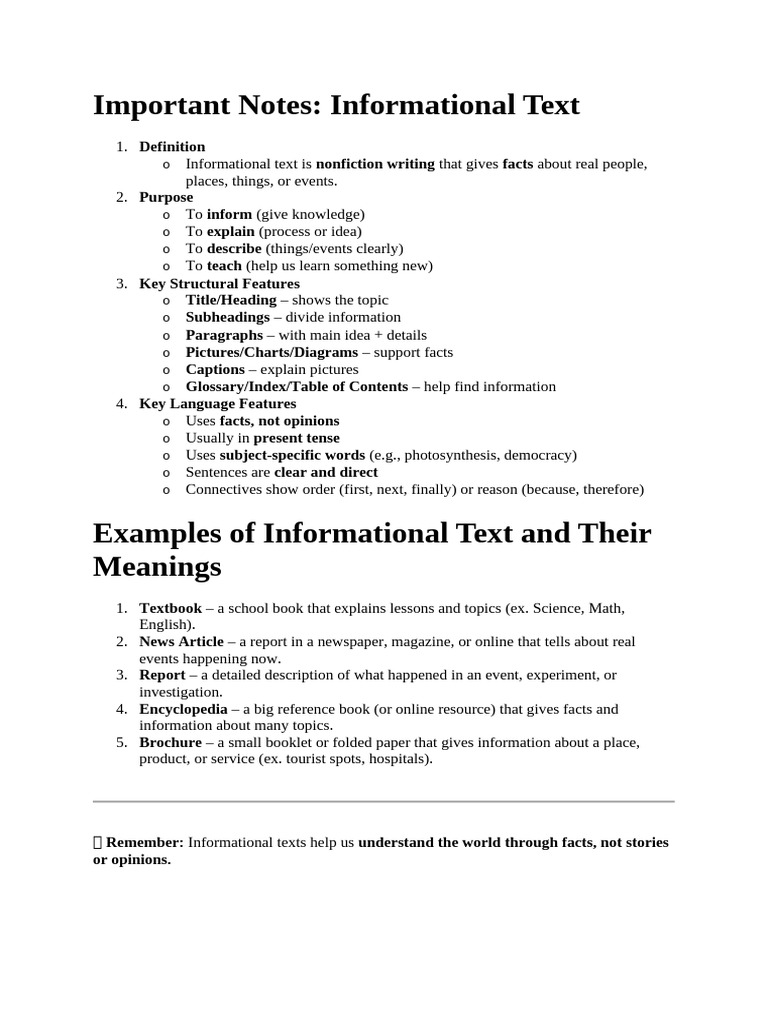 Important Notes-WEEK 1 Q2 | PDF | Plot (Narrative) | Information