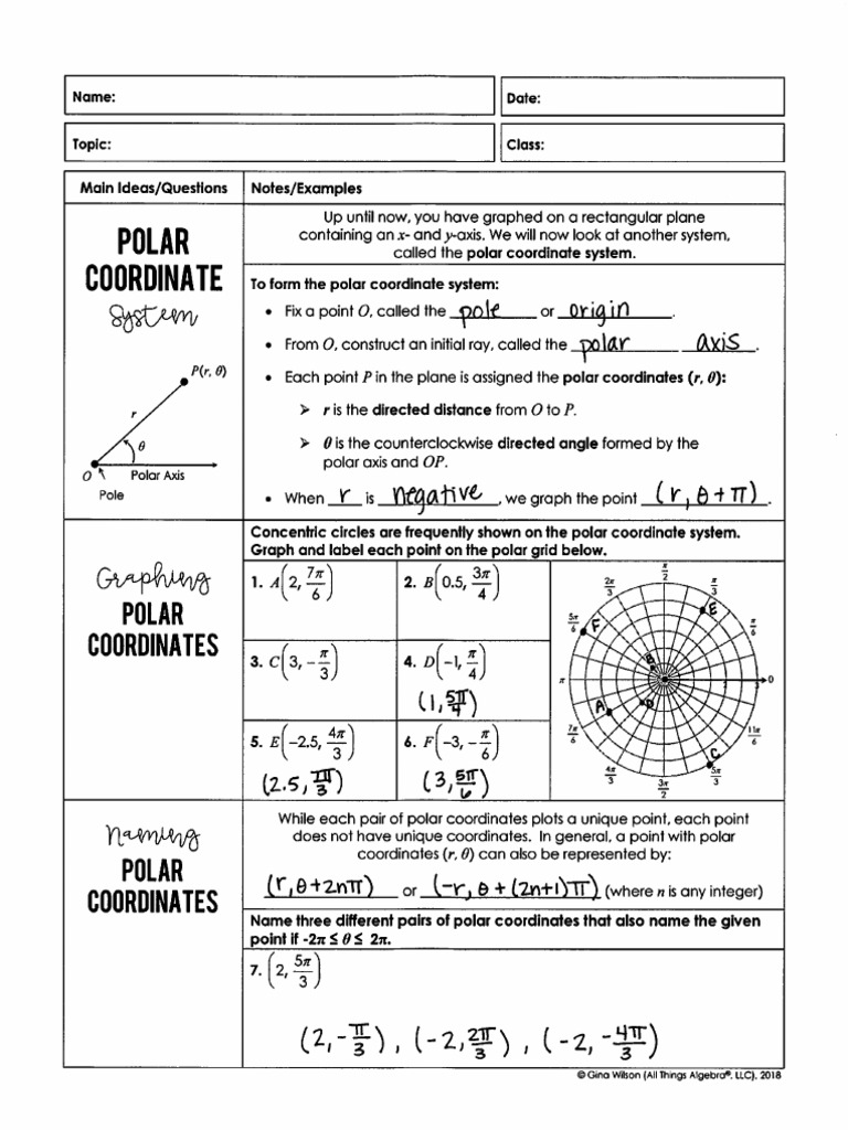 68 - LESSON - HW 1 Ans. KeyUnit 7 - Polar and Parametric Equations | PDF