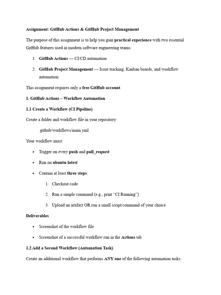 GitHub Actions & Project Management Guide | PDF | Computer Science ...
