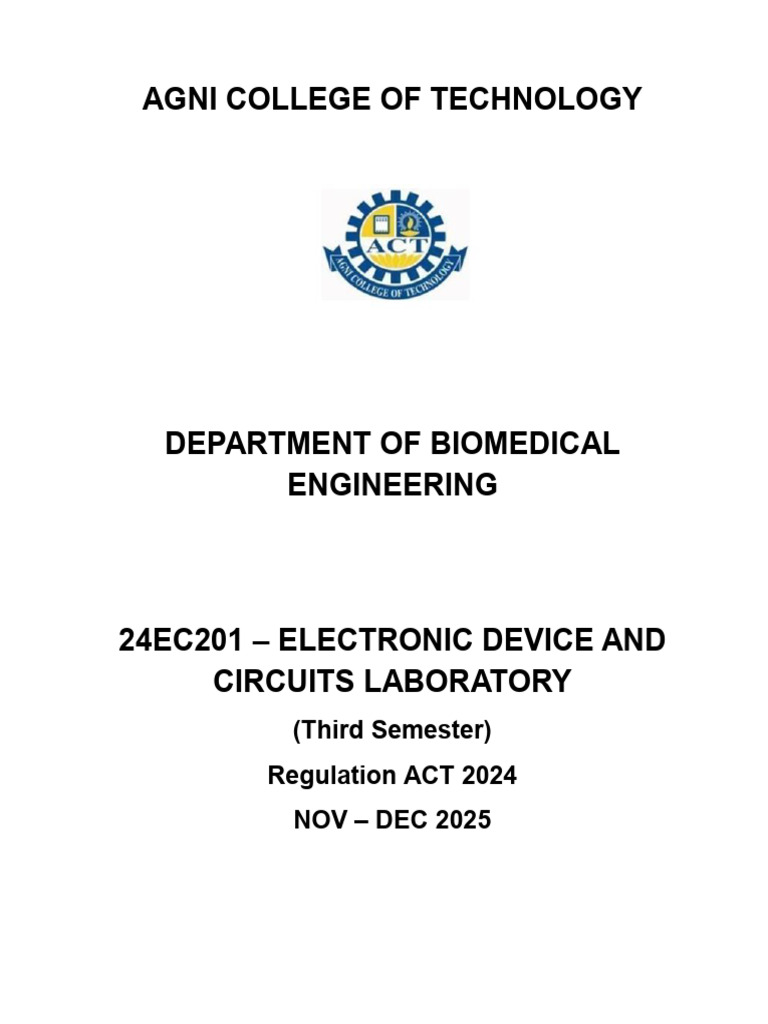 Biomedical Engineering Lab Record 2025 | PDF | P–N Junction | Rectifier